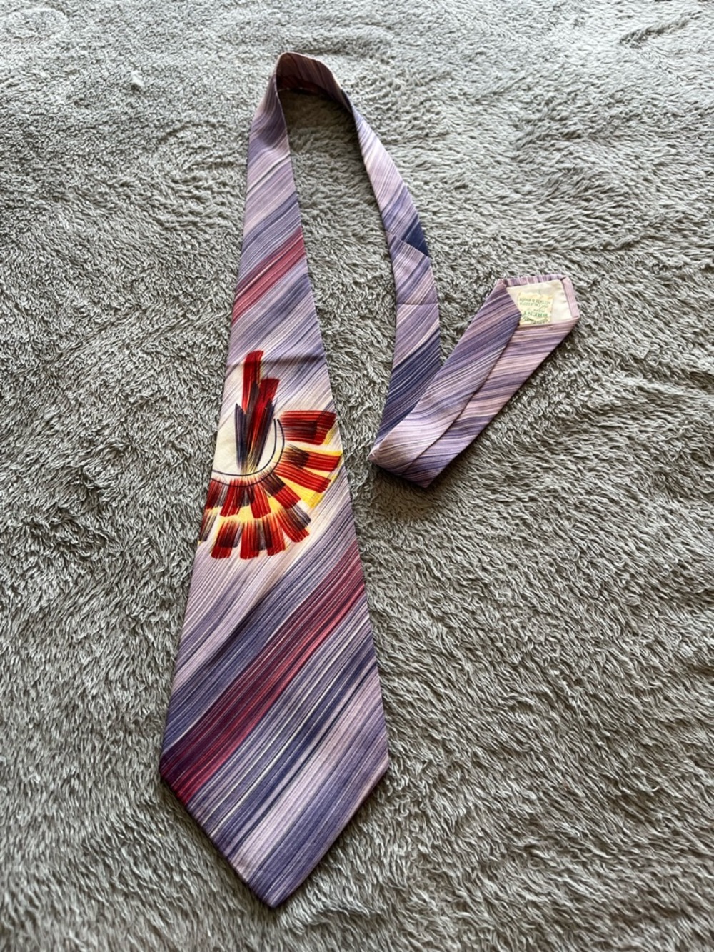 Striped Purple and Red Accent Men's Tie, hand painted